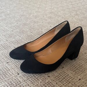 Elegant Suede Black Women's Block Heel Shoes